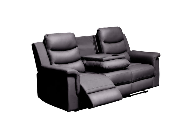 English Elm Reclining PU Loveseat Slipcover with Console & Cup Holders, Stretch Durable Recliner Cover Black W214S00021