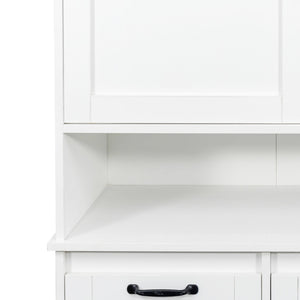 English Elm Laundry Cabinet with Tilt-Out Hampers, Adjustable Shelves, Freestanding White Storage Organizer W331S00168