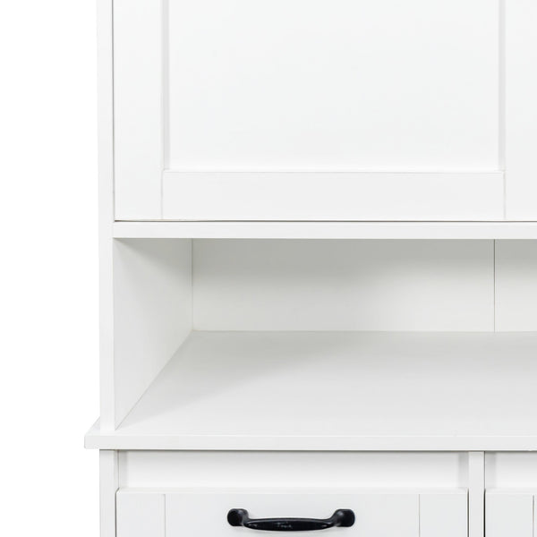 English Elm Laundry Cabinet with Tilt-Out Hampers, Adjustable Shelves, Freestanding White Storage Organizer W331S00168