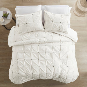 English Elm 3 Masie Elastic Embroidered Cotton Comforter Set Full/Queen — Tufted-Inspired, Antimicrobial Freshness Protection White 22.44 L x 21.26 W x 10.24 H B03596439