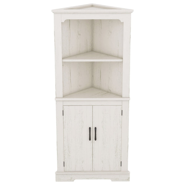English Elm Tall Corner Cabinet Wood Grain Beige - Tall 69.3" Storage Tower with Doors, Shelves & Space-Saving Design W1580P257486