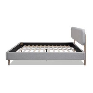 English Elm Jennifer Taylor Home - Diego King Low Upholstered Platform Bed In Light Grey - Modern Elegance With Natural Wood Legs B2719P238662