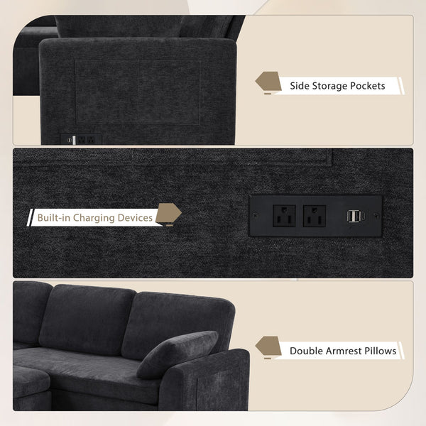 English Elm Swivel Barrel Accent Chair Chenille Tufted Round Club Seat for Living Room Lounge Black N719S002380B