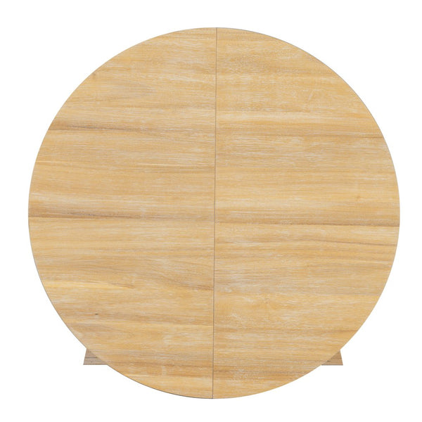 English Elm Trexm Retro 5 Piece Extendable Round Dining Set with Button Tufted Upholstered Chairs Natural ST000094AAN-2026