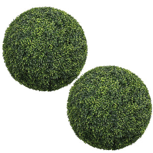 English Elm 22.4in Faux Boxwood Topiary Spheres Lush Polyethylene Foliage for Porch or Patio W2945P460786
