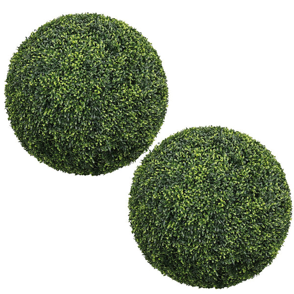 English Elm 22.4in Faux Boxwood Topiary Spheres Lush Polyethylene Foliage for Porch or Patio W2945P460786