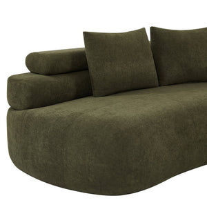 English Elm 122" Curved Modular Sectional Sofa Cloud Fill Polyester Upholstered Living Room Seating Olive Green N771P396326L_N771P396327L