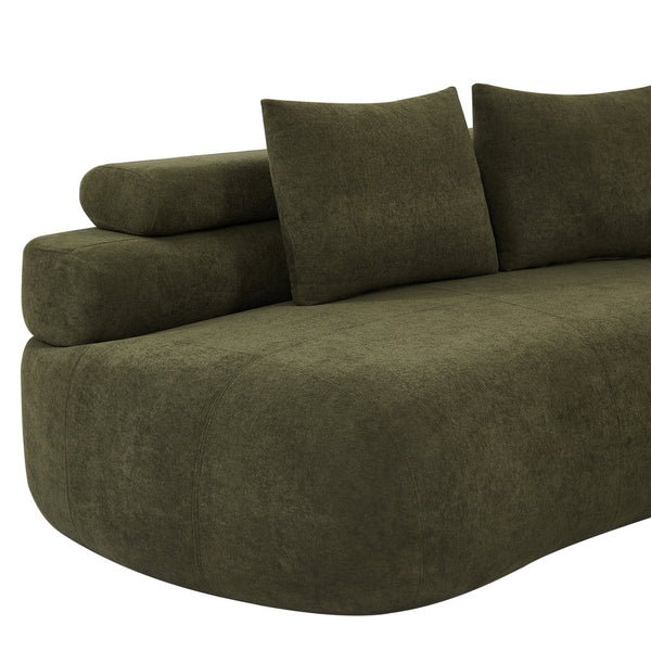 English Elm 122" Curved Modular Sectional Sofa Cloud Fill Polyester Upholstered Living Room Seating Olive Green N771P396326L_N771P396327L