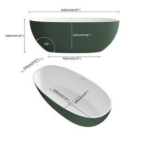 English Elm 65" Stone Resin Deep Soak Freestanding Tub Matte Finish Spa Bathroom Retreat T3785P353982