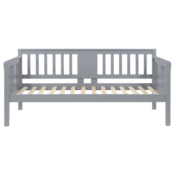 English Elm Albany Twin Daybed with Drop-Down Arm Tables, Grey Wood Finish, Vertical Slat Design for Teens & Home Office B062P358372