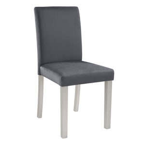 English Elm Dining Chairs Set for 4 with Plush Flannelette Upholstery, Ergonomic High Back & Solid Wood Legs, Silver Gray W1998P266887