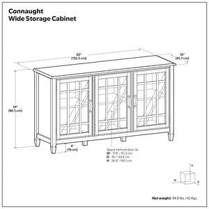 English Elm Connaught Solid Wood Buffet with Glass Doors Raised Panel Drawers Dining Storage B136P436051