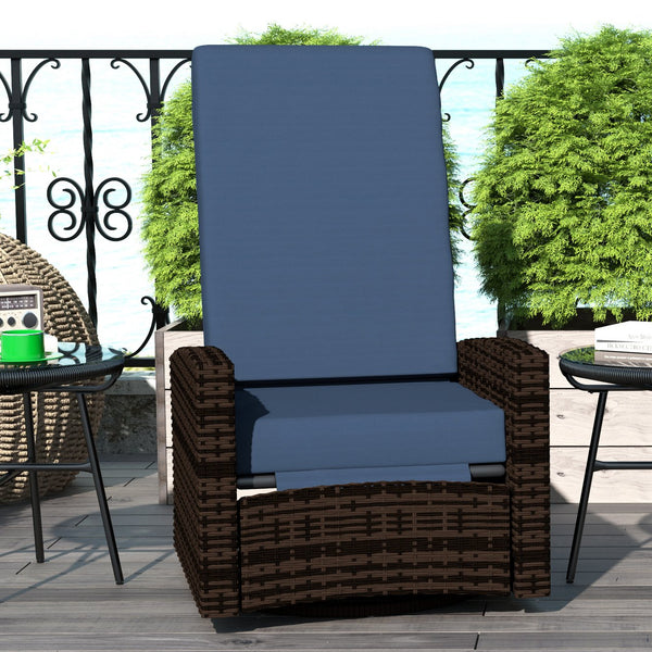 English Elm Outsunny Pe Rattan Swivel Recliner Outdoor Chair with Footrest and Padded Cushions W2225P485593