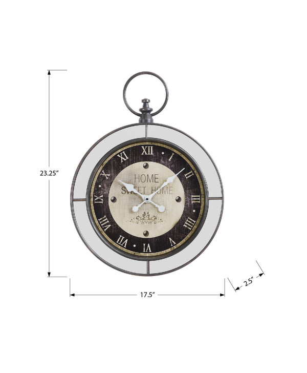English Elm Clocks, Vintage Glamour 18" Round Wall Clock In Brown Mirror Frame With Silent Quartz Movement B2710P287099