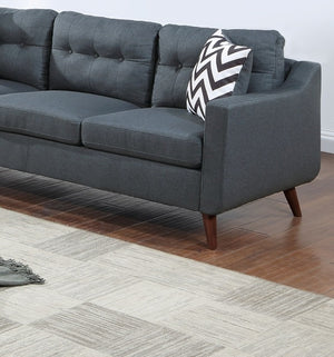 English Elm Modern 2-Piece Sofa Loveseat Set with Tufted Back Cushions, Geometric Throw Pillows & Tapered Legs Blue Gray 77 L x 31 W x 19 H B011S01306