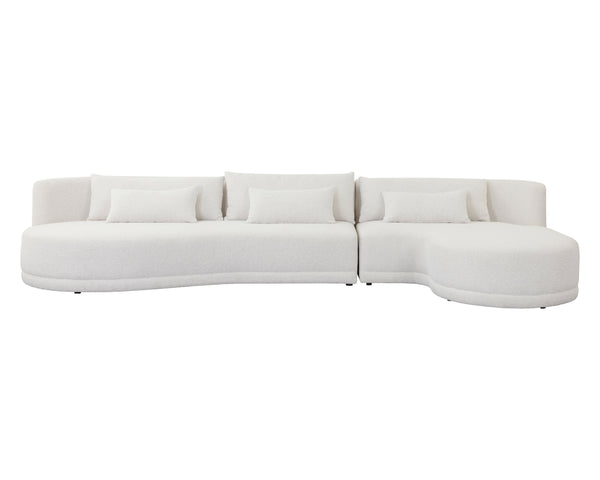 Sunpan Laken Sofa Chaise - Elegant Boucle Upholstered Design for Maximum Comfort and Modern Living Spaces Right Arm Facing - 159W x 70.5D x 30H
