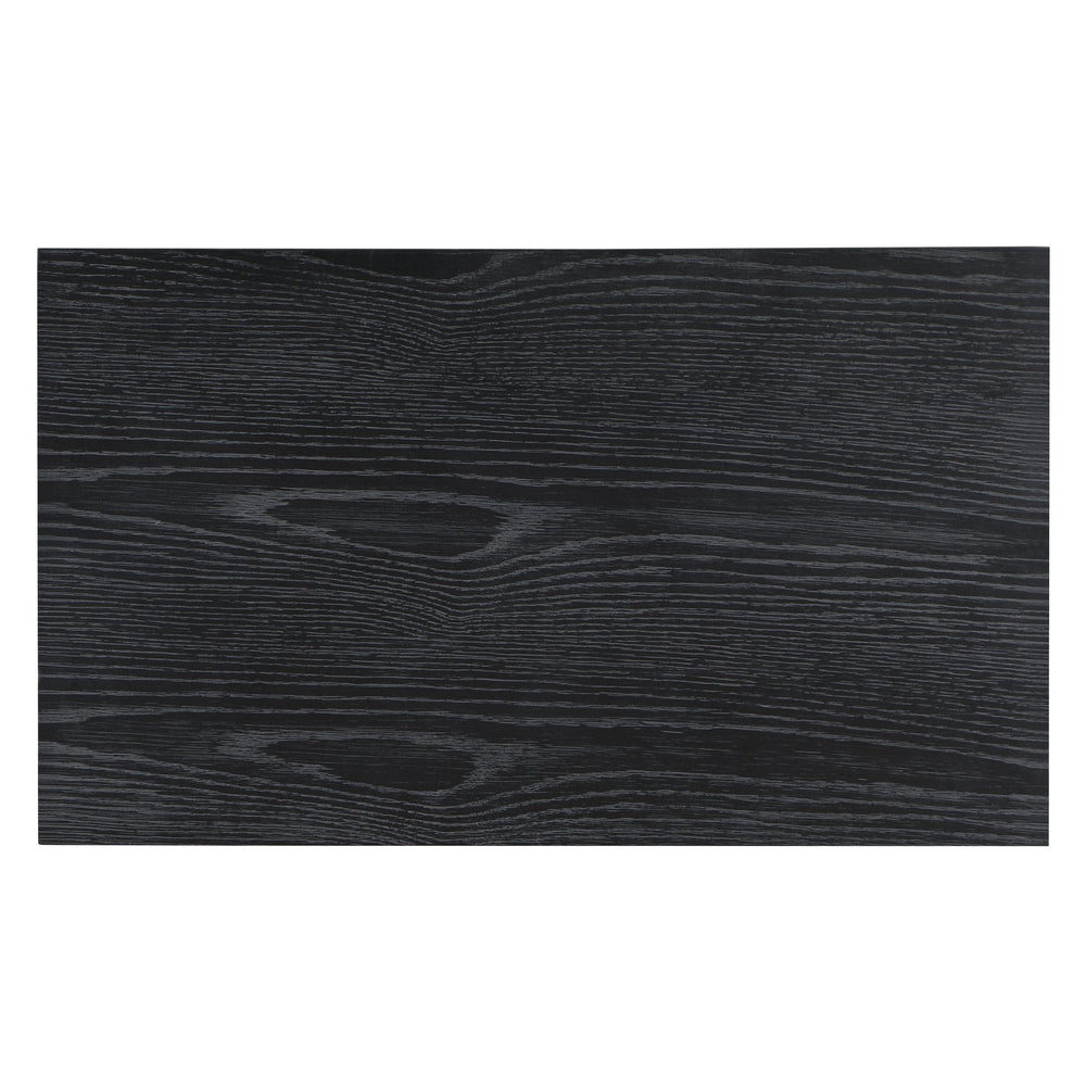 English Elm Danielle Modern 2-Drawer Nightstand in Black Oak Veneer with Gold Knobs, Smooth Glides & Shelf B050P376972