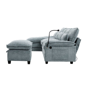 English Elm United We Win 106" U-Shaped Sectional Sofa With Ottoman, Usb Ports & Dual Side Pockets For Comfort W1568S00230-GIGA