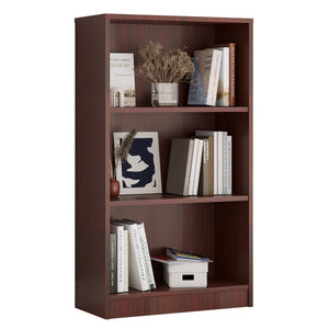 English Elm Bookcase Durable 3-Shelf Wood Freestanding Bookcase with Adjustable Shelves for Home Office Storage Mahogany T3623P381095