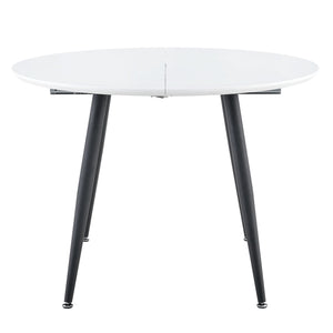 English Elm Pull Extendable Round Dining Set White Mdf Top Clear Acrylic Chairs Modern Minimalist W2920S00135