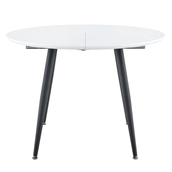 English Elm Pull Extendable Round Dining Set White Mdf Top Clear Acrylic Chairs Modern Minimalist W2920S00135