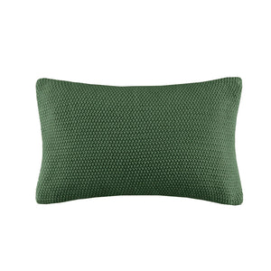 JLA Home INK+IVY - Oblong Knit Pillow Cover with Hidden Zipper — Ultra-Soft Acrylic Texture for Cozy Cottage Style Green II21-1303