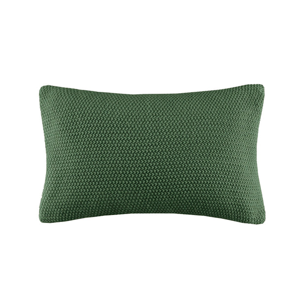 JLA Home INK+IVY - Oblong Knit Pillow Cover with Hidden Zipper — Ultra-Soft Acrylic Texture for Cozy Cottage Style Green II21-1303