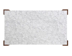 English Elm Hettie Contemporary Dining Table with Engineered Marble Stone Top, Walnut Legs, Durable 100lbs Capacity B2726P277292