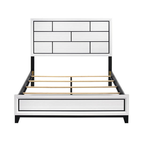 English Elm Modern Full Bed With White Wood Finish & Black Accents - Stylish Davi Collection Bedroom Furniture B011S01342