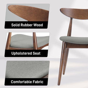 English Elm 5-piece Mid-century Rubberwood Dining Set with Upholstered Chairs for Small Spaces Light Gray,Walnut N759S003011D