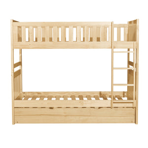 English Elm Bunk Bed Twin Over Pine Wood Frame with Guard Rails for Kids Shared Bedroom B011S02409
