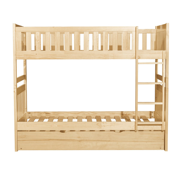 English Elm Bunk Bed Twin Over Pine Wood Frame with Guard Rails for Kids Shared Bedroom B011S02409