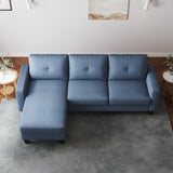 English Elm Living Room Furniture With Polyester Fabric L Shape Couch Corner Sofa For Small Space Blue