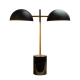 English Elm Ashcroft Furniture - Nova Hydro Black Table Lamp With On/Off Switch Double Lamp With Faux Marble Base