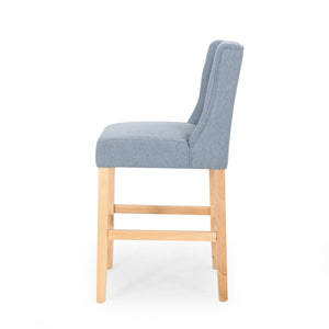 English Elm Christopher Knight Home® - Vienna Tufted Wingback Counter Stools Set of 2 — Elegant Fabric Seating, Button-Tufted Comfort, Durable Rubberwood Frame Light Blue+Natural 64853.00LBLU