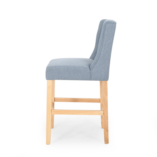 English Elm Christopher Knight Home® - Vienna Tufted Wingback Counter Stools Set of 2 — Elegant Fabric Seating, Button-Tufted Comfort, Durable Rubberwood Frame Light Blue+Natural 64853.00LBLU