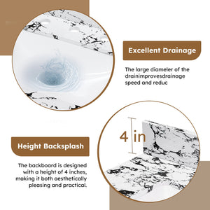 English Elm 31"X22" Bathroom Vanity Top With Undermount Sink, Panda White Artificial Marble, 3 Faucet Holes W509P362104