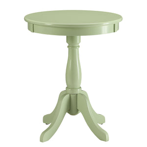 English Elm Light Cottage Side Table with Turned Pedestal Base, Solid Wood Accent Table in Soft Green for Cozy Spaces B062P189132