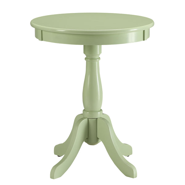 English Elm Light Cottage Side Table with Turned Pedestal Base, Solid Wood Accent Table in Soft Green for Cozy Spaces B062P189132