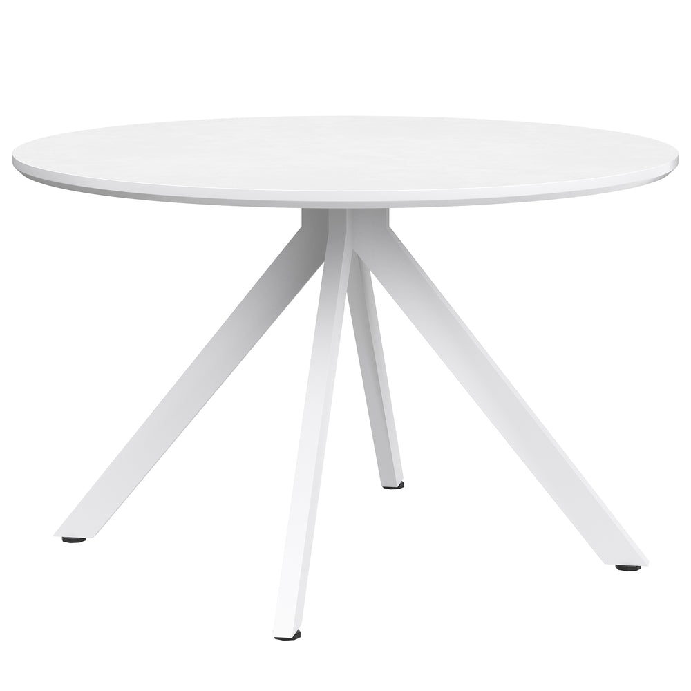 English Elm 47.2" Solid Wood Round Dining Table for 4-6 with X-Shaped Pedestal, Spacious Surface & Floor-Protecting Pads White T3623P408642
