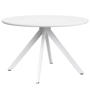 English Elm 47.2" Solid Wood Round Dining Table for 4-6 with X-Shaped Pedestal, Spacious Surface & Floor-Protecting Pads White T3623P408642