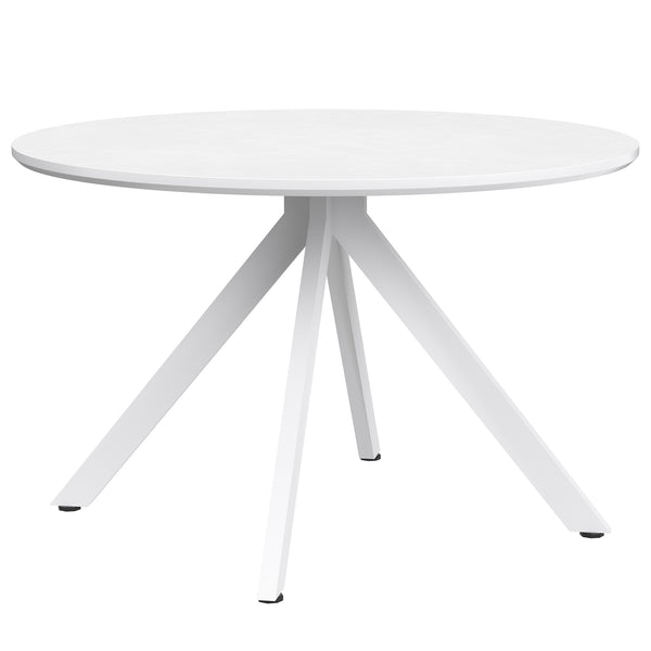 English Elm 47.2" Solid Wood Round Dining Table for 4-6 with X-Shaped Pedestal, Spacious Surface & Floor-Protecting Pads White T3623P408642