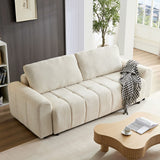 English Elm 94.49''Sleeper Sofa, Sofa Bed- 2 In 1 Pull Out Couch Bed With Storage Chaise For Living Room, Sofa Sleeper With Pull Out Bed, Cream Style Couch