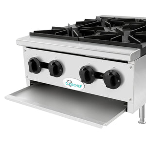 English Elm 120,000 Btu Four Burner Commercial Gas Hot Plate Dual Fuel Countertop Range W3629P462153