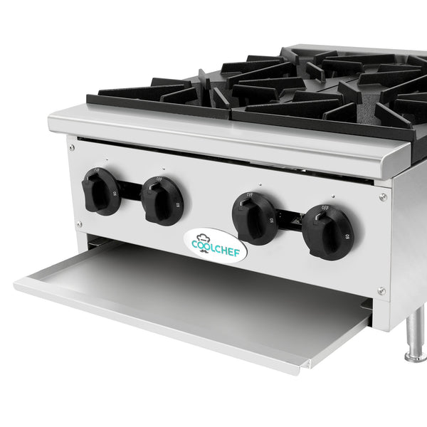 English Elm 120,000 Btu Four Burner Commercial Gas Hot Plate Dual Fuel Countertop Range W3629P462153
