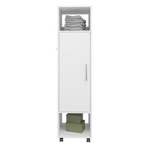 English Elm Wardrobe Boston White Engineered Wood with Mirror, Spacious Shelves & Hanging Rod — Stylish Bedroom Storage B092P225203