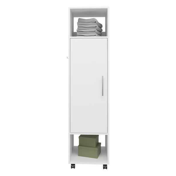 English Elm Wardrobe Boston White Engineered Wood with Mirror, Spacious Shelves & Hanging Rod — Stylish Bedroom Storage B092P225203