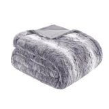 Madison Park Zuri Glam/Luxury Faux Fur Oversized Bed Throw MP50-2920 Grey