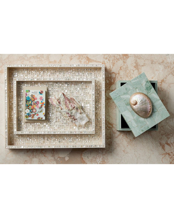 Currey & Company Fiona Box – Exquisite Artisanal Keepsake Holder With Serpentine Mosaic And Elegant Mint Interior Green Stone ,Abalone ,Engineered Wood 1200-1025-currey-company