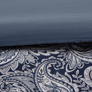 JLA Home Madison Park - 12 Piece Comforter Set with Jacquard Paisley Texture, Reversible Comforter & 100% Cotton Sheets, Elegant Retreat Navy MP10-4696